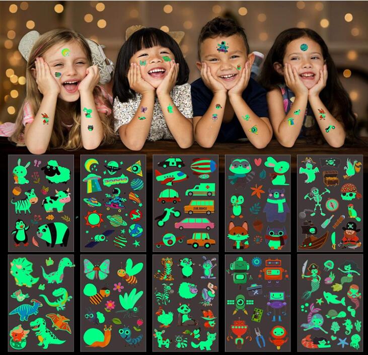 Leuchtaufkleber leuchtende Tattoo Sticker Aufkleber für Kinder – Motiv nach Wahl