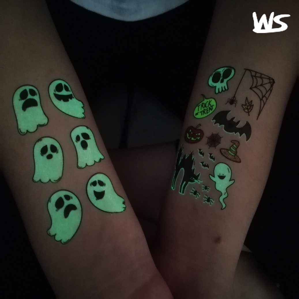 Leuchtaufkleber leuchtende Tattoo Sticker Aufkleber für Kinder – Halloween Motiv