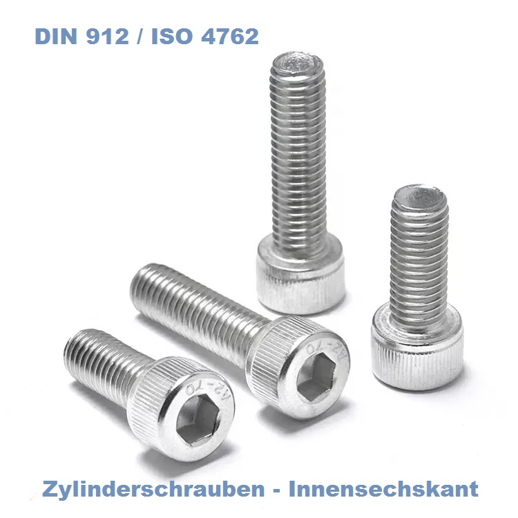 Zylinderschrauben DIN 912 ISO 4762 M3 M4 M5 M6 M8 Edelstahl A2 VA Innensechskant